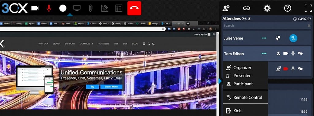 3cx interface for web meetings
